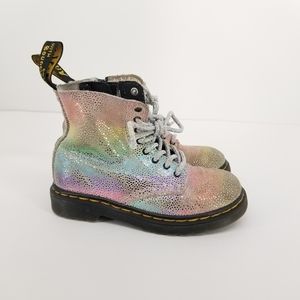 B44 Dr. Martens 1460 PASCAL T Iridescent Leather Lace Up/Zip Boots Toddlers 9